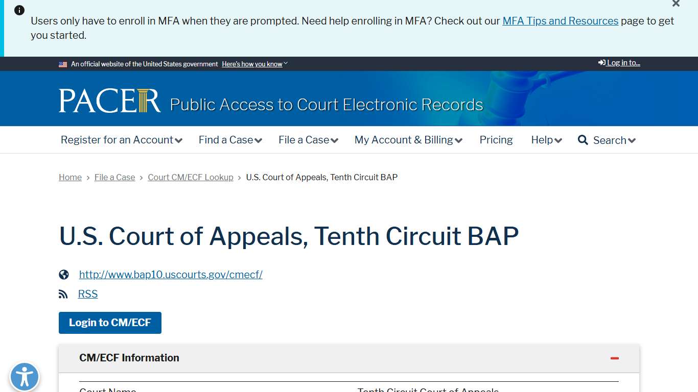 U.S. Court of Appeals, Tenth Circuit BAP | PACER: Federal Court Records