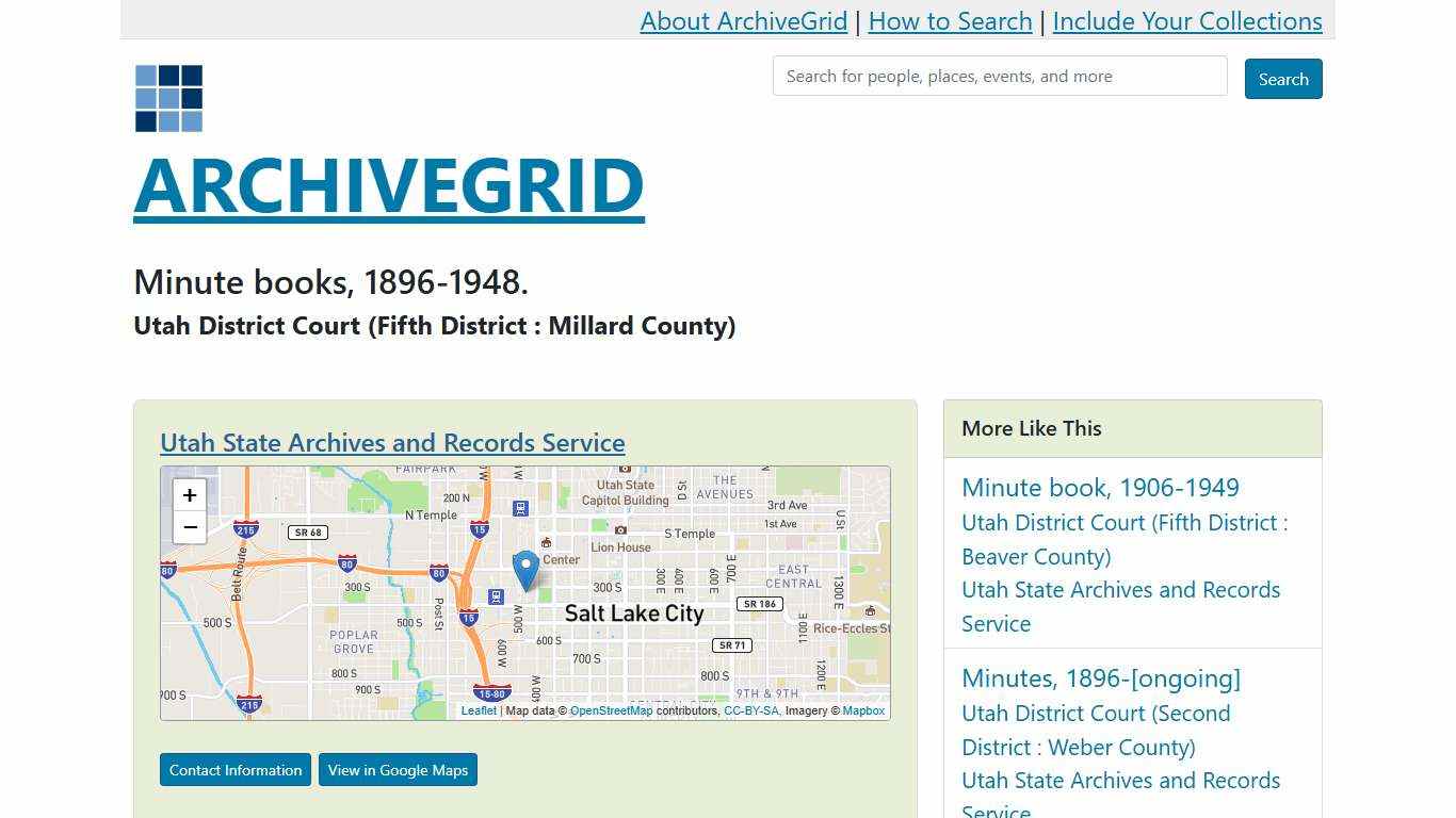 ArchiveGrid : Minute books, 1896-1948.