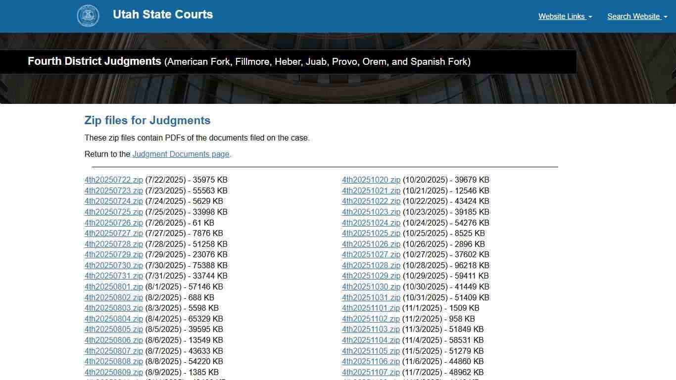 Fourth District Judgments (American Fork, Fillmore, Heber, Juab, Provo, Orem, and Spanish Fork) - Utah Courts